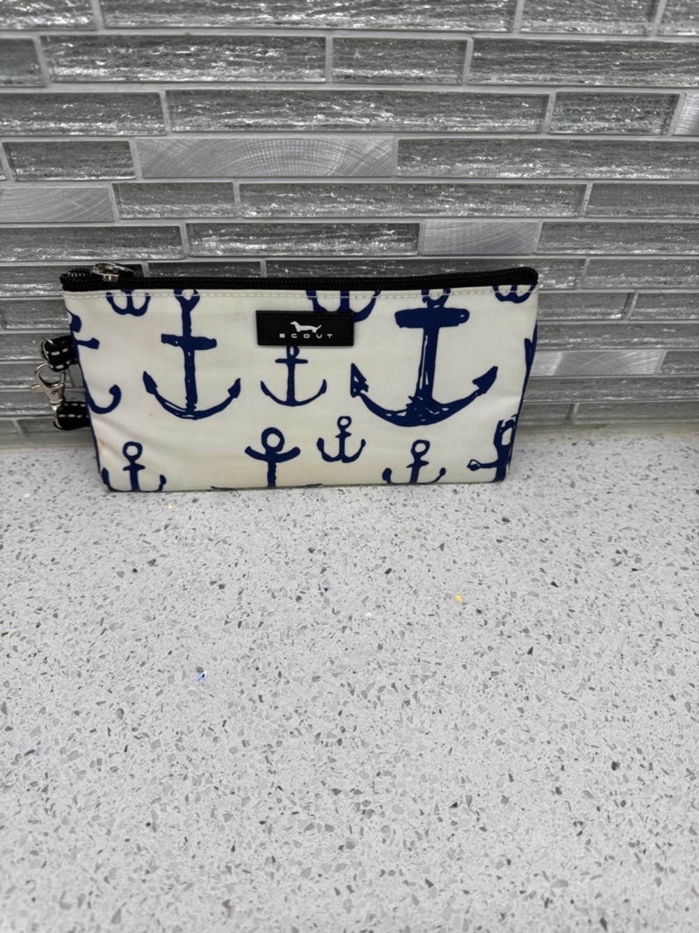 Scout Navy Anchor Print Clutch Wristlet - White & Navy